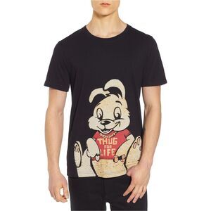 Elevenparis Mens Thug For Life Graphic T-Shirt, Black, S, DM
